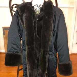Jones New York black and brown fur coat